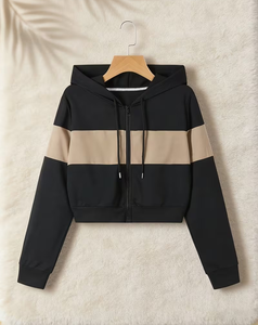 Women's Solid Hooded Zipper Sweatshirt Regular Long Sleeve Breathable Knitted Eco-Friendly Fleece Casual Winter Wear Front - Product Image 2