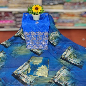 ผ้าแจ็คการ์ดสวิสจากเยอรมนีมีลายดอกไม้พิมพ์ดิจิตอลสวยงามสำหรับโอกาสพิเศษ - Product Image 4