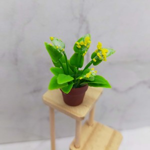 Miniature Dollhouse Accessories Wooden Plant <b>Stand</b> 3 Tier Flower Pot Display Rack <b>Corner</b> Storage Holder with 3 plants for age 14 - Product Image 4