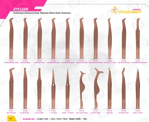 แหนบขนตาปลายสายไฟเบอร์กริปเพชรแบบกึ่งโค้งสีทองกุหลาบแบบกำหนดเองฉลากตามต้องการ - Product Image 6