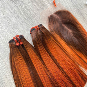 Piano Orange Couleur En Gros 100% Haute Qualité Cheveux Humains Vietnamien Os Droite Dentelle Transparente - Product Image 4