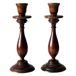 Support de bougie élégant en bois, forme colonne, décoration d'intérieur, porte-bougie conique fait main pour mariage et éclairage de Noël - Product Image 5
