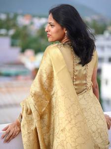 Dernier modèle de Saree en soie Banarasi avec broderie Zari dorée, comprenant un chemisier non cousu, pour mariage, prix de gros, vêtement ethnique SAREESILK - Product Image 3