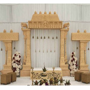 Mandapam de madera estilo Mandap del Sur de la India, con pilares tallados, para bodas Tamil, Manavarai, Lagna, Vedika, Kalyana, UK - Product Image 1