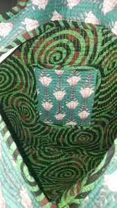 Handmade Manufacturer Wholesaler Cotton Screen Print <b>Quilted</b> Shoulder Tote Bag with Zipper Closure Chains 16x16 Inch Travel Bag - Product Image 5