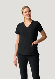 Women's Medical <b>Scrub</b> Set V-Neck Stretch Woven Polyester/Cotton <b>Uniform</b> <b>Scrub</b> Tops Needle Detection Seamless Fusing Hospital - Product Image 2