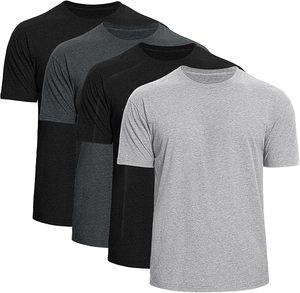 T-shirts décontractés pour hommes, coupe ajustée, design basique uni à col rond, en plusieurs couleurs, tissu tricoté doux, pack combiné - Product Image 2