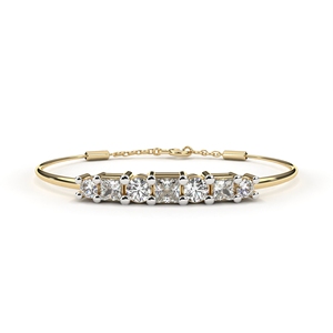 Classic Yellow Gold Tennis <b>Bracelet</b> With Round Moissanite Stones Claw Set For Women Wedding Jewelry - Product Image 4