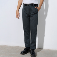 Celana Pria Hitam Straight Fit Bahan Polyester/Katun Kanvas Ringan Formal dengan Saku Samping Kancing Depan Anti Kusut untuk Musim Gugur