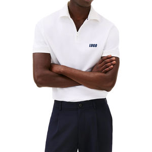 Polo Oxford Premium à fermeture éclair, coupe classique, respirant, extensible, décontracté, pour homme, avec option de logo personnalisé. - Product Image 1