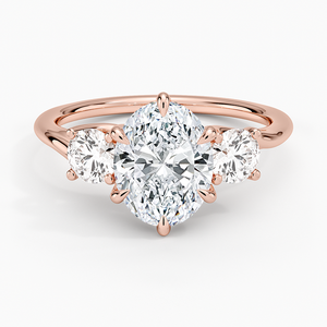Bague en diamant de laboratoire taille ovale trois pierres, or 14K 18K, diamant rond, fiançailles, mariage, joaillerie fine, luxe Delilah All - Product Image 3
