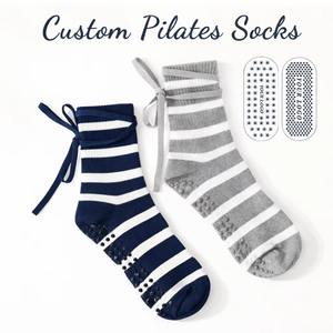 Women <b>Grip</b> Pilates <b>Socks</b> Cotton Letter <b>Custom</b> Anti-Slip Yoga Crew with Straps Pattern Embroidery Eco-Friendly Quick Dry - Product Image 5