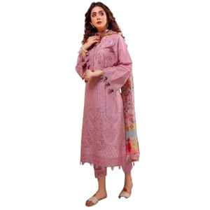 Venta Directa de Fábrica: Conjunto Salwar Kameez para Mujer con Bordado de Encaje y Cremalleras, 100% Algodón, Tela Lawn, Ropa Casual para Fiesta, Secado Rápido - Product Image 1