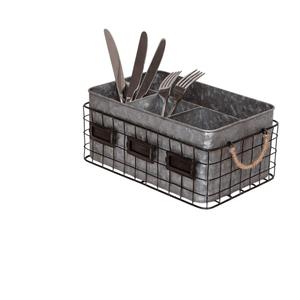 Porte-couverts et porte-serviettes de qualité supérieure en métal galvanisé, robuste et moderne, pour l'organisation des couverts dans la cuisine - Product Image 1