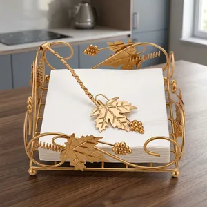 Porte-serviettes en or pour table à manger et cuisine |   Support décoratif en métal pour papier de soie, pour la maison, le restaurant, le bureau - Product Image 4