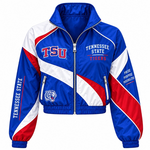 Custom Women Cropped Windbreaker <b>Jacket</b> Color Block Lightweight Full Zip <b>Track</b> <b>Jacket</b> Embroidery Team Streetwear OEM Manufacture - Product Image 1