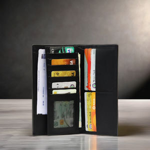 Porte-cartes de créateur personnalisé de haute qualité LONG Multi Card Wholesale Portefeuille de voyage pour hommes en cuir véritable à bas quantité minimale de commande Business - Product Image 1