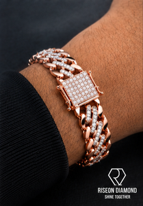 18K Rose Gold Cuban Link Bracelet Micro Pave Lab Grown Diamonds Fully Iced Clasp Bold Interlocking Chain <b>Mens</b> Luxury Jewelry - Product Image 6