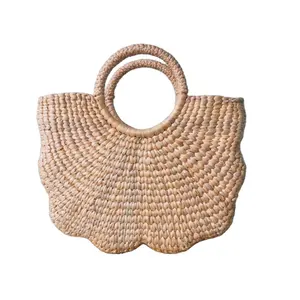 Flower shape water hyacinth bag straw bag