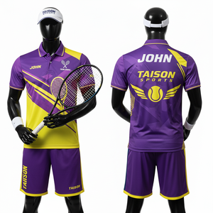 Uniforme de Tenis para Hombre, 180 GSM, Tejido de Poliéster que Absorbe la Humedad, Estilo Panel Negro, Rojo y Blanco, Impresión por Sublimación Personalizada - Product Image 3