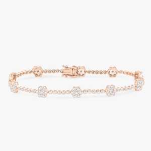 Lab Grown Diamond Tennis <b>Bracelet</b> Custom 10k 14k 18k Gold 925 Silver Round Cut 3 ct Floral Cluster <b>Stacking</b> Link Chain Wholesale - Product Image 5
