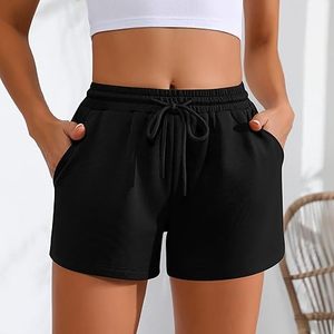 Shorts de sport taille haute pour femme, 100 % coton, coupe ample avec poches - Product Image 5