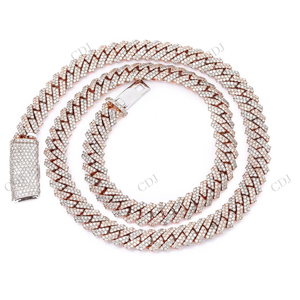 10MM 22" Fully Iced Miami Cuban Link <b>Chain</b> Gold Plated Sterling Silver <b>VVS</b> D Moissanite Hip Hop Rapper Jewelry - Product Image 2