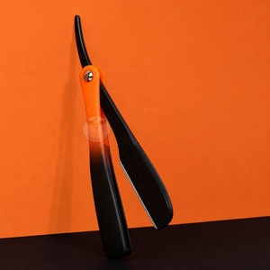 Wholesale Orange Men's Stainless Steel Folding Handle Straight Razor <b>Barber's</b> <b>Blade</b> for Shaving and Beard Cutting - Product Image 5
