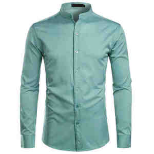 Camisas de Vestir Casuales de Franela para Hombre, para Oficina, Otoño, 100% Algodón, Transpirables, de Secado Rápido, Color Granate, Manga Larga, Cierre de Botones - Product Image 6