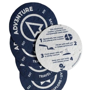 Sous-verres faits à la main en papier recyclé biodégradable écologique sous-verres personnalisés plantables tapis biodégradables intégrés Promotions - Product Image 1