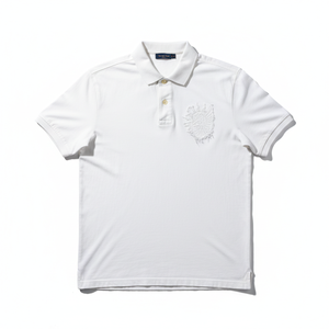 Chemise blanche à manches courtes pour homme avec logo brodé sur le devant, coupe classique, toile 100% coton, décontractée et respirante - Product Image 1