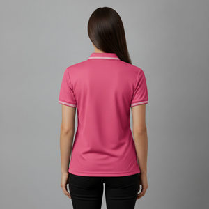 เสื้อโปโลผู้หญิงคุณภาพสูง ผ้าฝ้าย 100% ระบายอากาศได้ดี น้ำหนักเบา ทรงหลวม สวมใส่สบาย แบบคลาสสิก แขนสั้น ซิป ¼ ตัว - Product Image 3