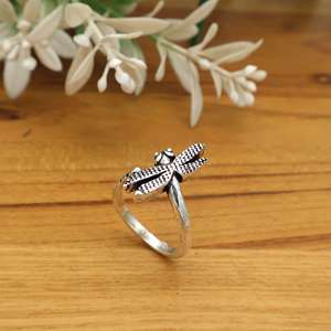 Dragonfly <b>Ring</b> Set Adjustable Gold & Silver Nature Inspired Jewelry, Bohemian <b>Statement</b> Insect <b>Ring</b> Gift for Her - Product Image 2