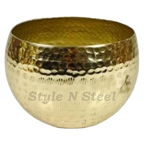 Gold Iron Powder Coated Durable Multi-Purpose Indoor Floor Planter with Drainage - Product Image 1