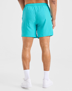 Pantalones Cortos Casuales para Hombre, Color Turquesa Sólido, de Secado Rápido, Cintura Elástica, Corte Medio, Tejido de Poliéster - Product Image 5
