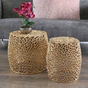 Contemporary Round <b>Gold</b> Metal Wall <b>Mirror</b> With Abstract Organic Design Decorative Accent - Product Image 5