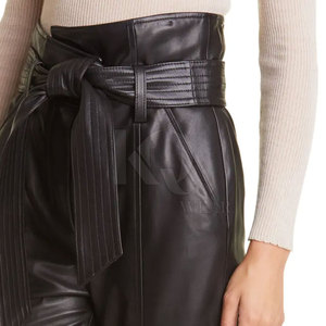 Pantalon élégant en cuir véritable respirant pour femme, taille mi-haute, coupe droite, idéal pour l'hiver, les soirées et le style quotidien tendance - Product Image 6