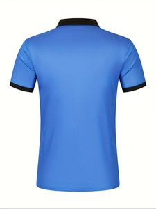 Men's <b>Blue</b> Black Color Blocked Striped Short Sleeve Knitted <b>Polo</b> <b>Shirt</b> Casual Style Quick Dry Regular Fit - Product Image 2