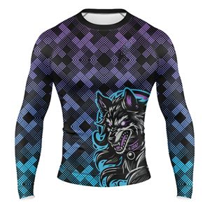 Ropa de Lucha Personalizada con Logotipo OEM, Diseño Sublimado, Transpirable, UPF50+, Secado Rápido, 100% Poliéster, Manga Larga, BJJ Rash - Product Image 1