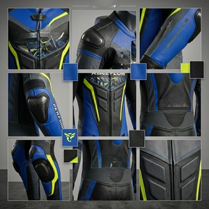 Traje de Motociclismo de Manga Larga para Hombre, Azul, Negro y Amarillo, con Estampado por Sublimación, Transpirable, de Spandex y Nailon, para Todas las Estaciones - Product Image 5
