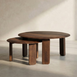 Table basse gigogne en bois moderne, design mid-century, écologique, légère, faite à la main, meubles de salon - Product Image 1