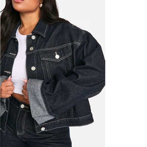 Chaqueta Vaquera Oversize de Moda para Mujer, Estilo Vintage Casual, Abrigo de Mezclilla Azul, Producción Personalizada OEM - Product Image 2