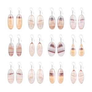 ต่างหูพลอยแคลไซต์ลายม้าลายสีธรรมชาติสวยงามแท้ ชุบเงินบนทองเหลือง ดีไซน์ห้อยระย้า แฟชั่นสำหรับผู้หญิง ของขวัญสำหรับงานปาร์ตี้ - Product Image 1