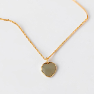 Gold Plated Heart Pendant Necklace With Natural Aquamarine Stone Bezel Set Minimalist <b>Snake</b> <b>Chain</b> Unisex Everyday Jewelry - Product Image 1