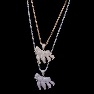 Nuevo Colgante de Diamantes con Diseño de Gorila Rugiente King Kong, Estilo Hip Hop Europeo y Americano, Gorila Caminando, Chapado en Oro de 14K - Product Image 3
