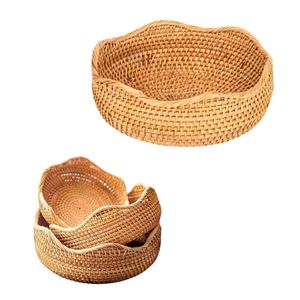 Premium Eco-friendly Handmade Vintage Wicker Rattan PHU HAO <b>Bread</b> <b>Basket</b> / Tray Circle Shape Multifunction Scallop Edge Hanoi - Product Image 1