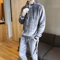 Nouvel ensemble de survêtement noir pour homme, à capuche, manches longues, avec cordon de serrage, couleur unie, décontracté, pour adultes, en polaire, idéal pour l'hiver, OEM