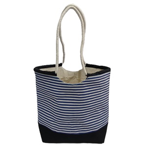 Sac de plage en toile de coton 10 oz, personnalisable, tendance, imprimé rayures, rembourré en EVA, avec poignée intérieure en corde doublée - Product Image 2