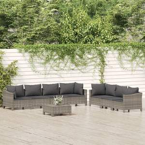 Ensemble de salon de jardin modulaire en rotin PE gris avec structure en acier thermolaqué, meubles d'extérieur durables et élégants - Product Image 1