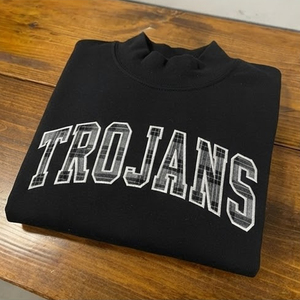 <b>Women's</b> <b>Black</b> Crew Neck Sweatshirt Trojans Letter Print Long Sleeve <b>Fleece</b> Custom Wholesale <b>Women</b> Mock Neck Sweatshirt Vintage - Product Image 1